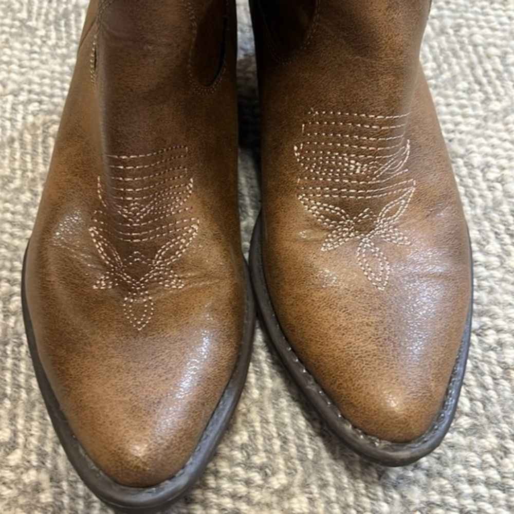 STYLE & CO Brown Ruched Dannaa Almond Toe Block Heel Western Boot 6 wome… - Picture 2 of 6